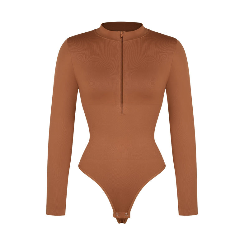 Body modelujące z suwakiem dark beige