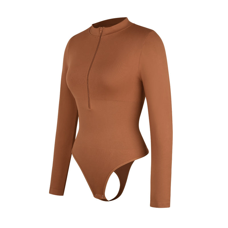 Body modelujące z suwakiem dark beige