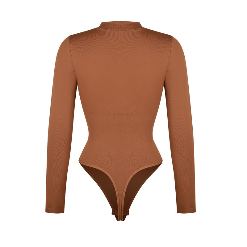 Body modelujące z suwakiem dark beige
