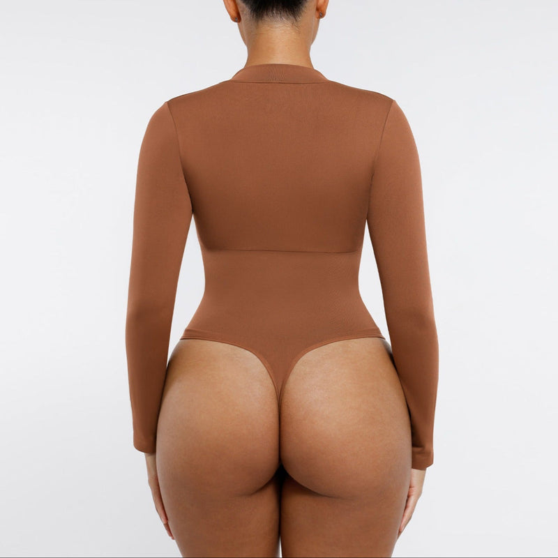 Body modelujące z suwakiem dark beige