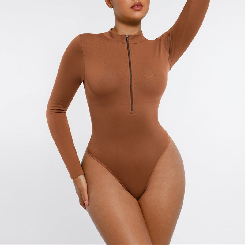 Body modelujące z suwakiem dark beige